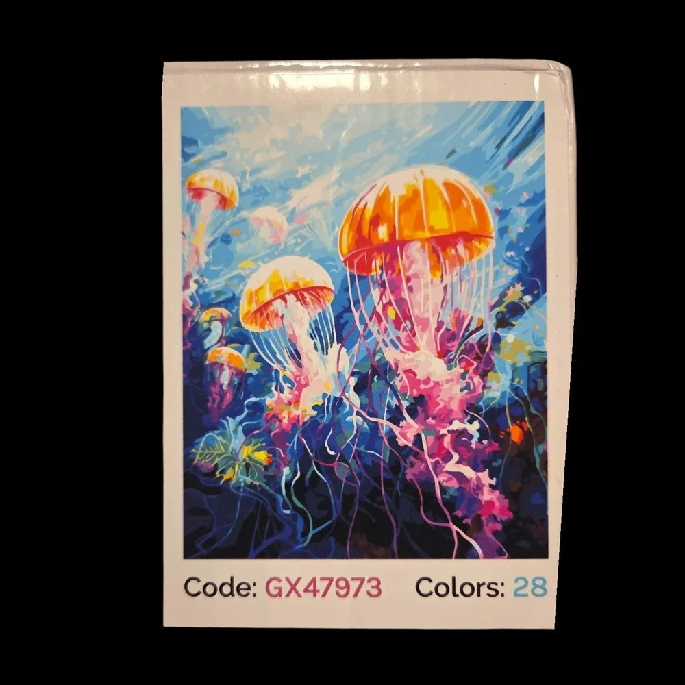 Paint Vibe Premium Paint by Numbers Kit Jellyfish‎ GX47973 28 Colors New
